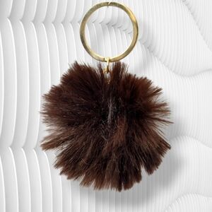 Brown Faux Fur Pom Pom Keychain Fluffy Puff Key Ring Bag Charm Gift New